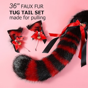 Realistic faux fur cat tail and ear set cat ear headband kitten ear and tail fox tail wolf tail anime cosplay ears and tail kitteplay