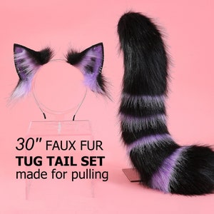 Realistic faux fur cat tail and ear set cat ear headband kitten ear and tail fox tail wolf tail anime cosplay ears and tail kitteplay