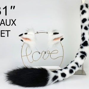 realistic faux fur cow tail and ear set cow ear and tail set cattle tail and ear headband furry cow ears and tail anime cosplay petplay