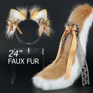 Realistic faux fur puppy tail and ear set shiba Inu dog tail and ears puppy ears and tail anime cosplay shepherd dog ear and tail puppy play