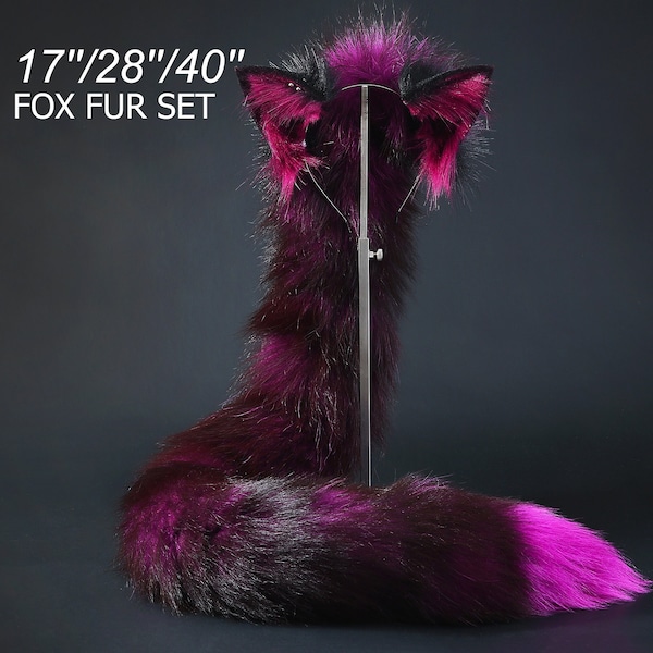 Purple fox tail plug and ear set - fox ear and tail buttplug - wolf tail butt plug - anal plug tail cat ear anime cosplay -mature