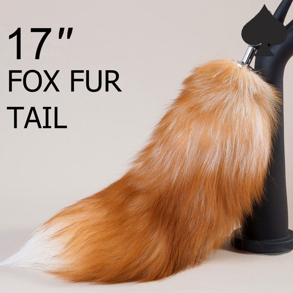aliriga brown fox fur tail plug - fox tail plug - wolf tail butt plug - cat tail plug - anal plug tail - anime cosplay - petlay tail -mature