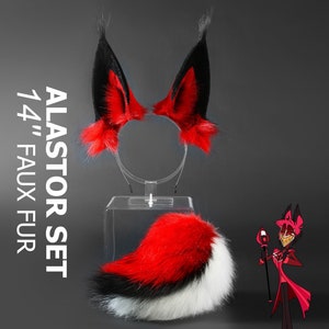Faux Fur Alastor Ears Hazbin Hotel Alastor Tail - Alastor Ears And Tail Hazbin Hotel - Hazbin Hotel  Alastor Ears Cosplay Ears Headband