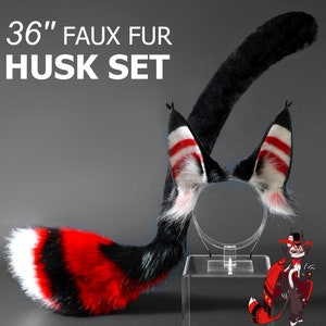 Realistic Faux Fur Husk Ears Husk tail Hazbin Hotel Cosplay Ears - Husk Tail Cosplay - Hazbin Hotel Husk Ears and Tail - Faux Fur Ears