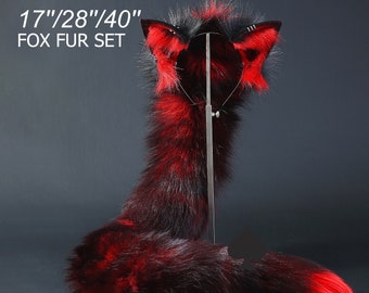 Red black fox tail plug and ear set - fox ear and tail buttplug - wolf tail butt plug - anal plug tail cat ear anime cosplay -mature
