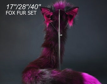 Purple fox tail plug and ear set - fox ear and tail buttplug - wolf tail butt plug - anal plug tail cat ear anime cosplay -mature