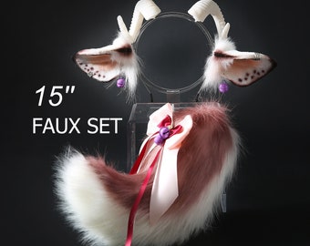 Sheep tail plug and ear set cosplay goat ear and tail set pet play sheep tail butt plug and ear set bdsm toy sextoy for couple -mature