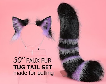 Cat tail plug and ear set cat ear headband kitten ear and tail fox tail butt plug wolf tail buttplug neko cosplay kitten ear petplay mature