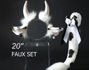 cow ear and tail plug set cow ear headband bdsm cow tail butt plug cow tail buttplug tail anal plug anime cosplay petplay set mature