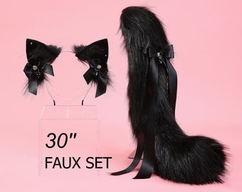 Cat tail plug and ear set cat ear headband kitten ear and tail fox tail butt plug wolf tail buttplug neko cosplay kitten ear petplay mature