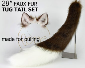 Realistic faux fur hyena ear and tail set Shepherd dog ear and tail set Shiba Inu dog ear and tail puppy set cosplay petplay puppy play