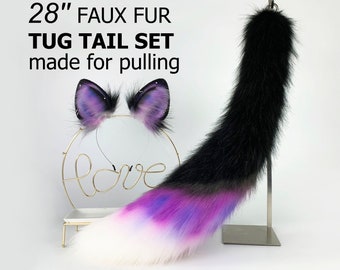 Realistic faux fur hyena ear and tail set Shepherd dog ear and tail set Shiba Inu dog ear and tail puppy set cosplay petplay puppy play