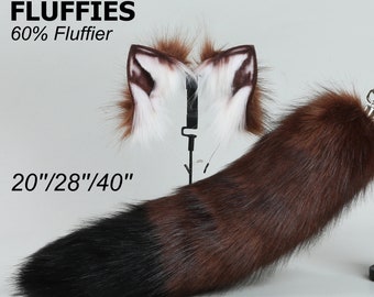 coffee fox tail plug and ear set fox ear fluffy wolf tail butt plug tail buttplug wolf ear petplay sextoy anal plug cat tail plug -mature