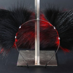 Red Black Fox Tail and Ear Set Fox Ear and Tail Wolf Tail and Ear Cat