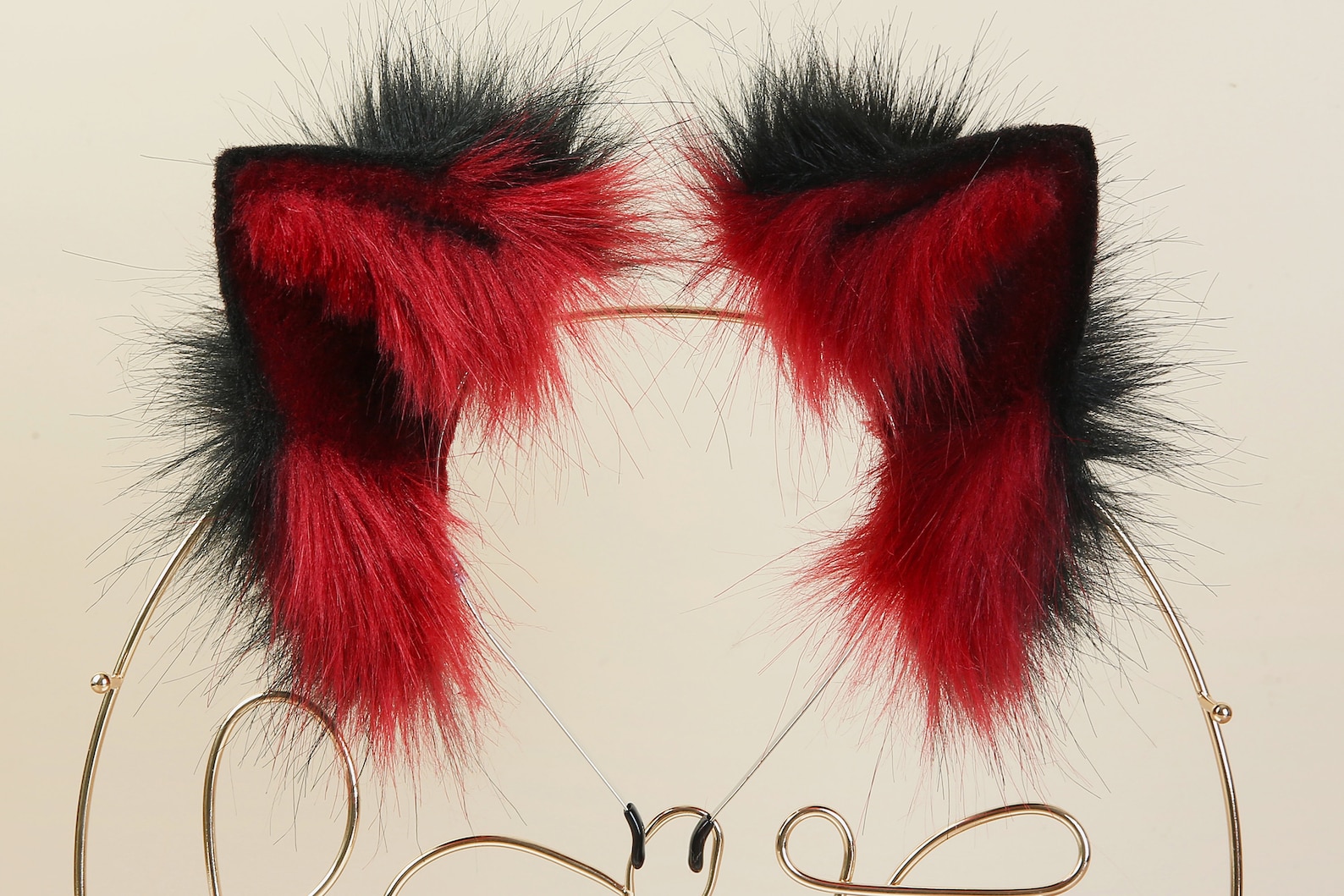 Red black cat ear headband realistic faux fur kitty ear kitten Etsy