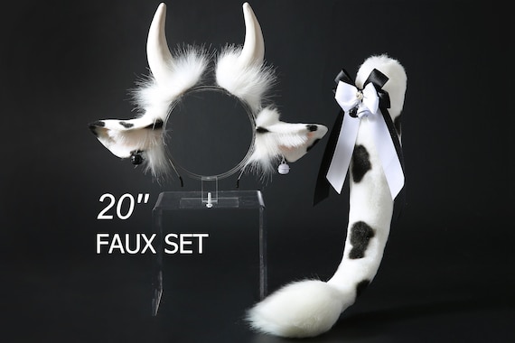 Realistic Cow Ears Headband Set - Faux Fur Horns Costume Accessory Amazon.com: Beviliu Cow Ears Headband 4Pack - Realistic  main image 2
