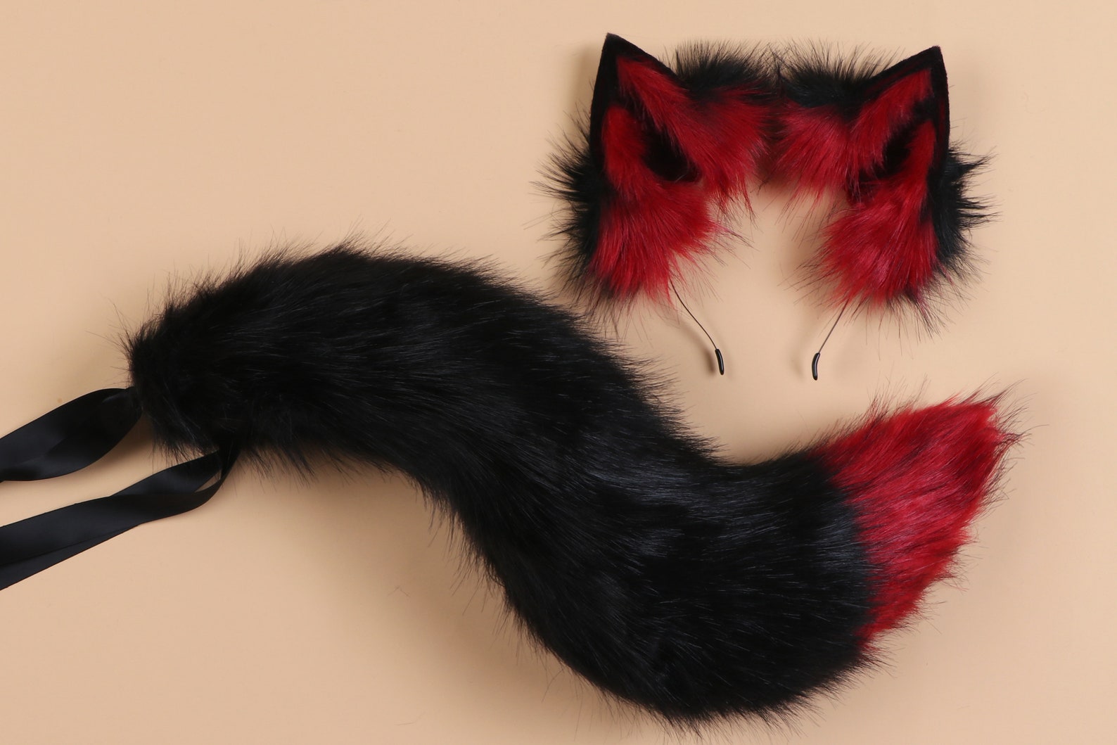 Black Red Fox Tail Plug and Ear Set Wolf Tail Buttplug Ass Etsy