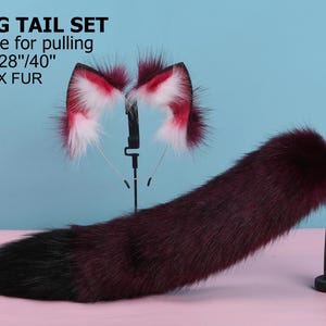 red fox tail and ear set faux fur fox ear and tail cosplay wolf tail and wolf ear petplay cat tail and ears kitten ears kitten tail
