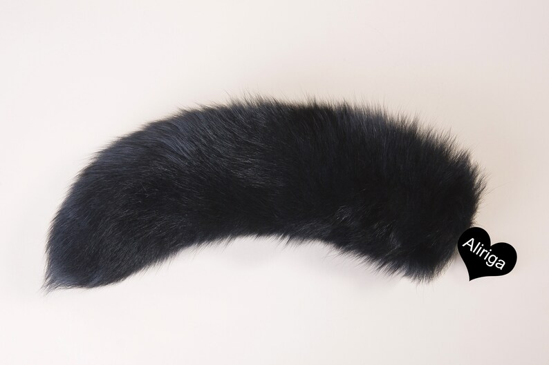 Aliriga real fur fox tail cosplay black fox fur fox tail short wolf