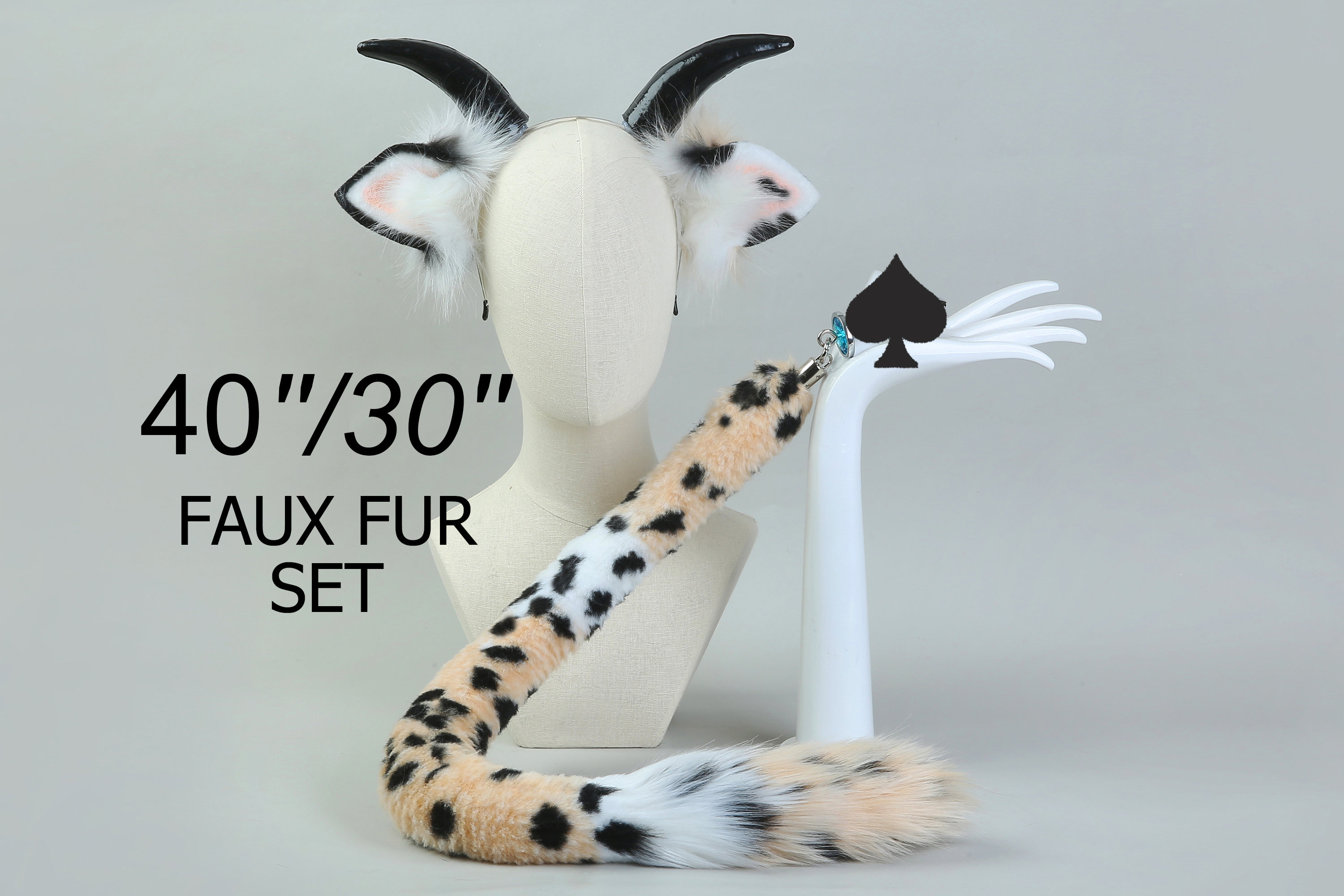 Realistic Faux Fur Cow Tail Plug and Ear Set Cow Ear and Tail - Etsy