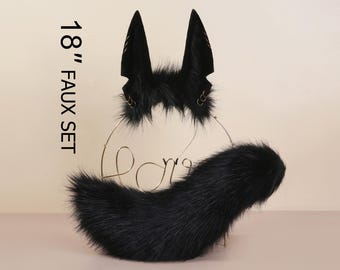Kunstpelz Fuchs-Ohren Stirnband & Schwanz – Cosplay Kostüm In Rosa