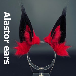 Red and Black Faux Fur Alastor Ears Hazbin Hotel Cosplay Ears - Cosplay Ears - Alastor cosplay - Alastor Hazbin Hotel