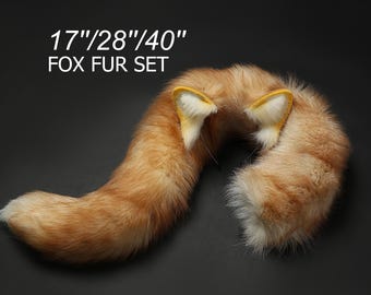 Fox tail and ear set fox ear and tail cosplay wolf tail and ears cat tail cat ear anime cosplay kitten ears and tail kittenplay Halloween