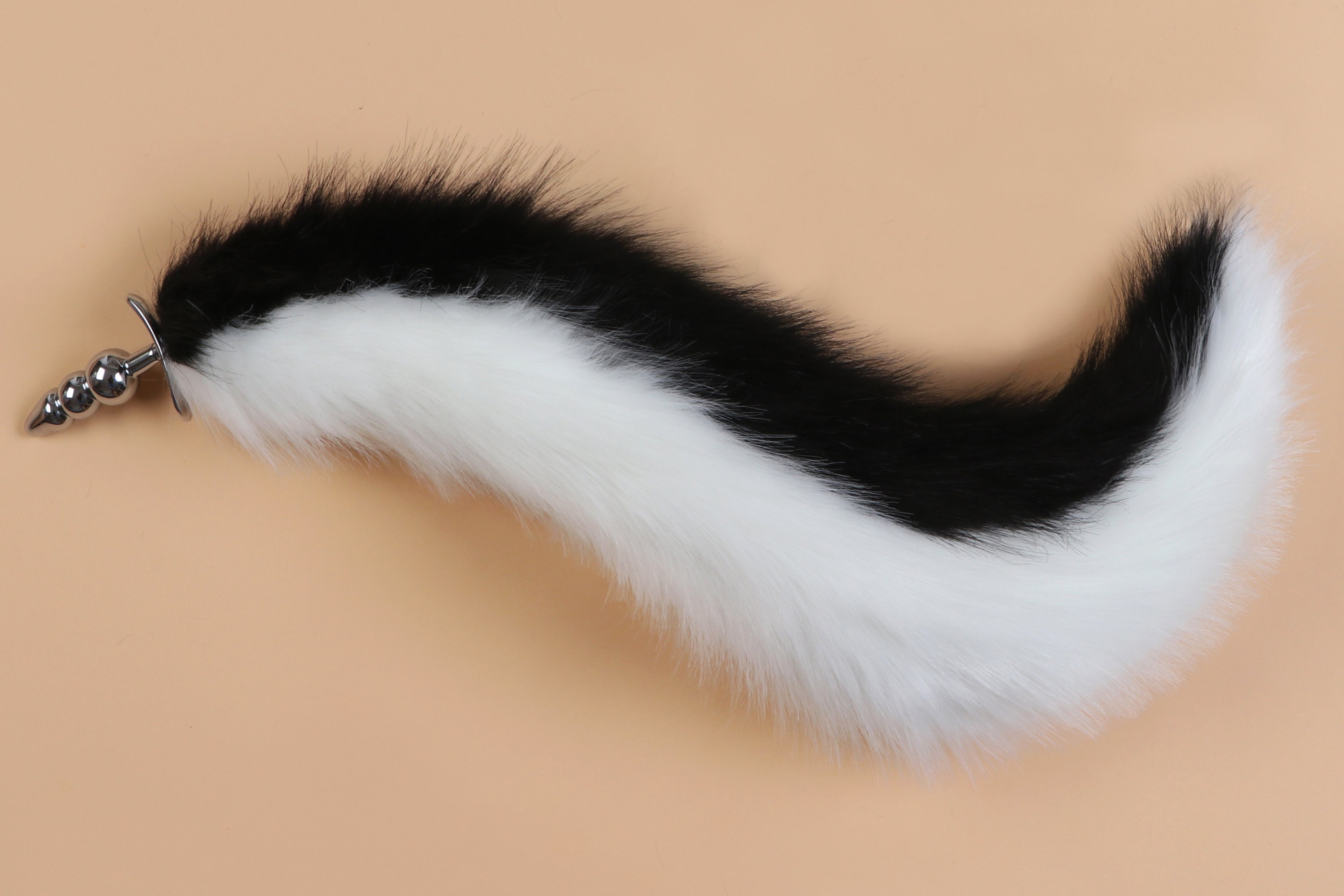 White Black Kitten Tail Butt Plug Tail Petplay Fox Tail Plug Etsy