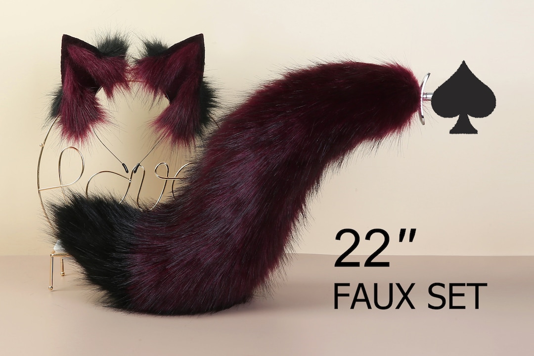 fox tail plug and ear set wolf tail butt plug cat tail buttplug anime cosplay anal plug tail bdsm toy ass petplay ear Halloween gift -mature