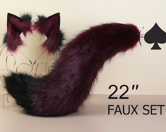 fox tail plug and ear set wolf tail butt plug cat tail buttplug anime cosplay anal plug tail bdsm toy ass petplay ear Halloween gift -mature