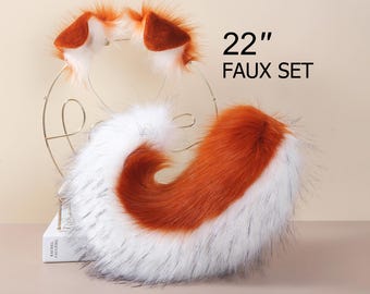 Brown faux fur puppy tail and ear set shiba Inu dog tail and ears puppy ears and tail anime cosplay shepherd dog ear and tail puppy play