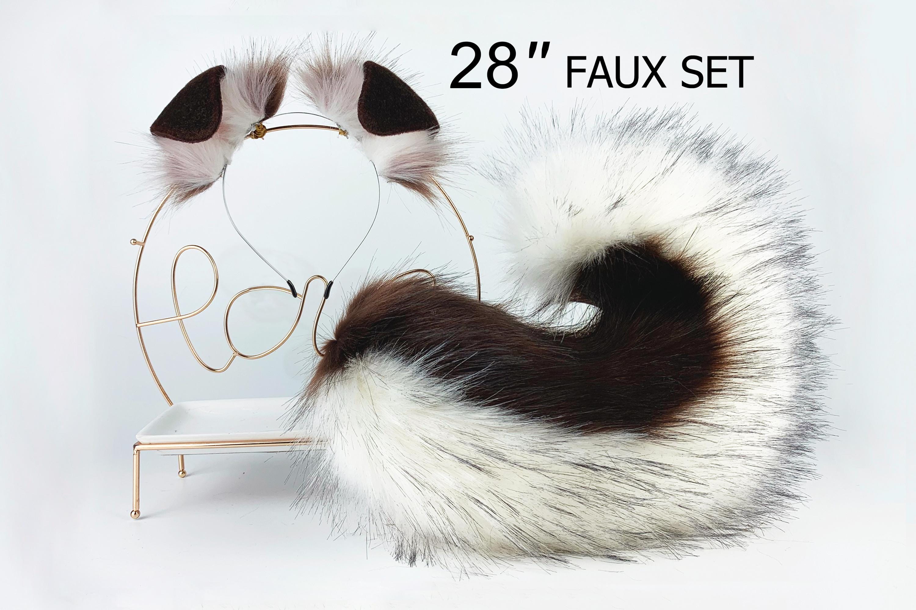 brown puppy ear and tail set realistic faux fur shepherd dog ear and tail set shiba Inu dog ear and tail set cosplay puppy play