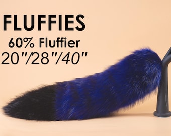 Cola de zorro azul esponjosa, cola de lobo de piel sintética, cola de cosplay de anime, cola de gatito para juego de mascotas, cola de gato, cola peluda, cola de animal