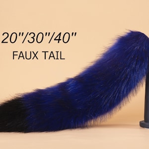 blue realistic faux fur fox tail fake fur fox tail anime cosplay wolf tail cat tail kitten tail halloween costume tail kittenplay petplay