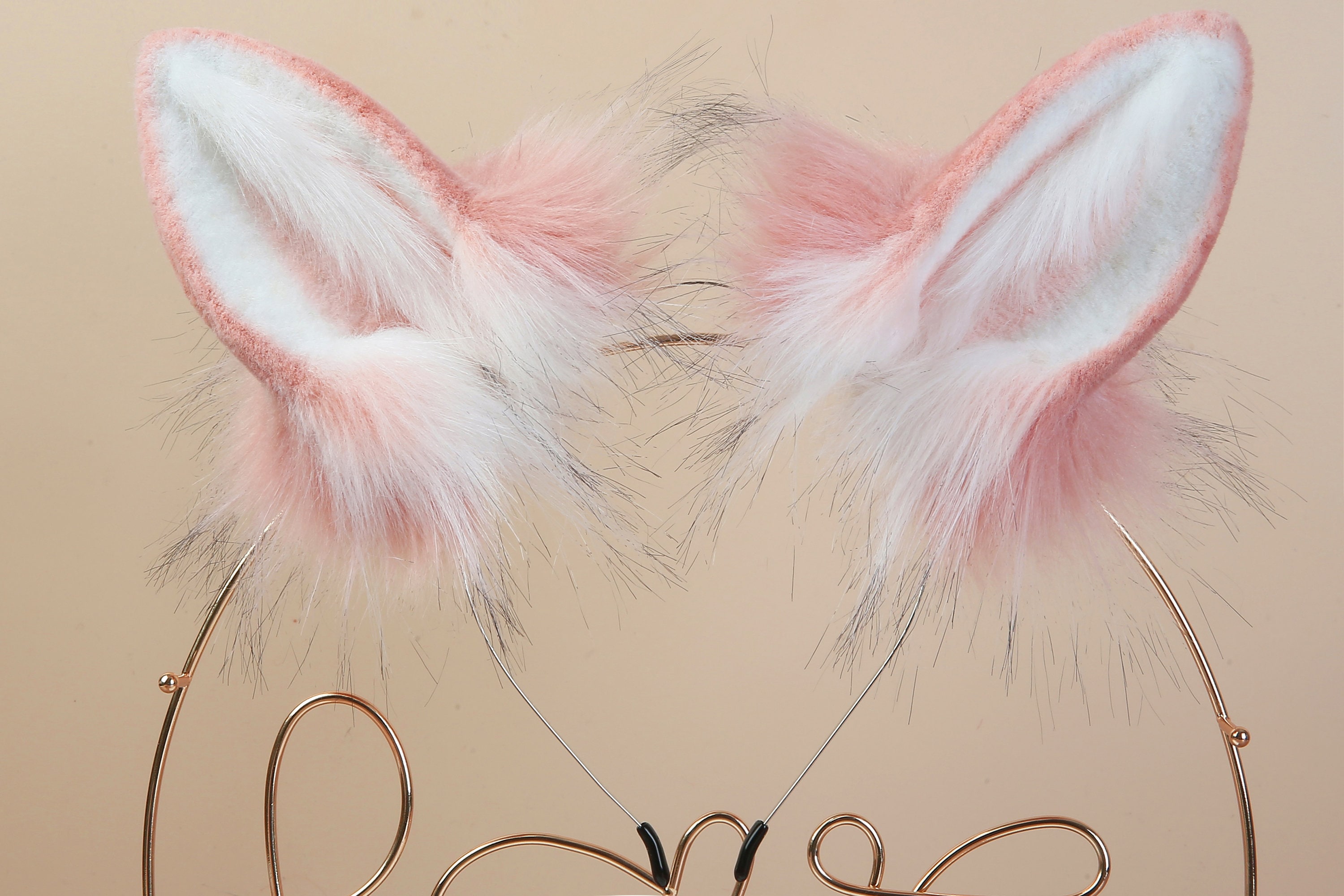 Pink white bunny ear and tail plug set rabbit tail butt plug Etsy