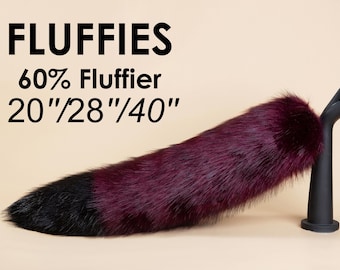 Cola de zorro roja y esponjosa, cola de lobo de piel sintética, cola de cosplay de anime, cola de gatito para mascotas, cola de gato, cola peluda, cola de animal, cola de kemonomimi, cola de therian