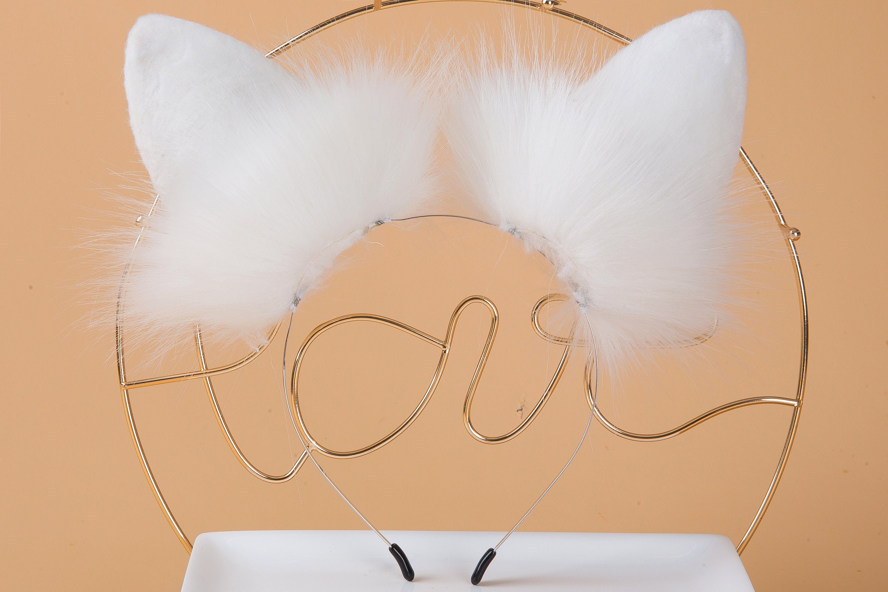 Faux fur white bunny tail plug and ear set neko cosplay anime Etsy