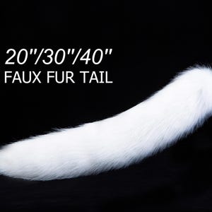 white realistic faux fur fox tail fake fur fox tail anime cosplay wolf tail cat tail kitten tail halloween costume tail kittenplay petplay