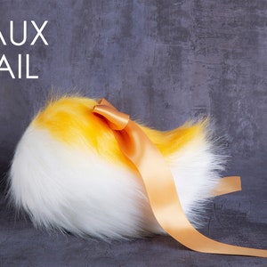 rabo de coelho amarelo e branco anime cosplay rabo de coelho rabo de veado peludo cosplay fursuit rabo de ovelha cosplay rabo de noz rabo peludo ALIRIGA