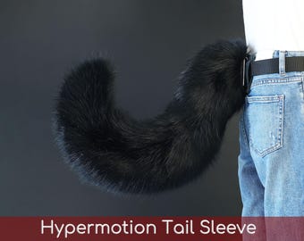 Black faux fur hyper motion tail sleeve for silicone tail dog hypermotion tail covers super motion tail covers puppy therian cat kemonomimi