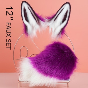 Purple bunny ear and tail set rabbit ear and tail set bunny ears tail cosplay anime ears bunny ear headband rabbit ear petplay halloween