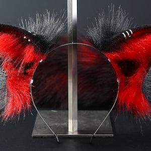 Red Black Fox Tail and Ear Set Fox Ear and Tail Wolf Tail and Ear Cat