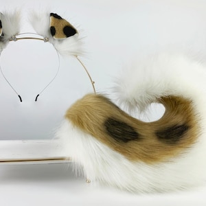 faux fur Dalmatian puppy tail and ear set shiba Inu dog tail and ears puppy ears and tail anime cosplay shepherd dog ear and tail puppy play