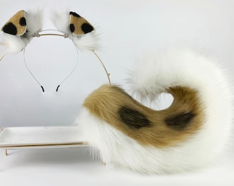 faux fur Dalmatian puppy tail and ear set shiba Inu dog tail and ears puppy ears and tail anime cosplay shepherd dog ear and tail puppy play