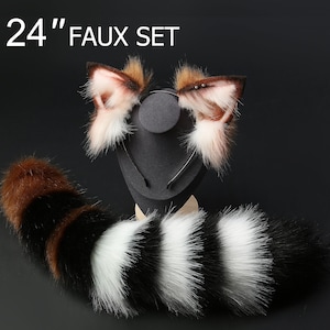 faux fur red panda ear and tail set fox ear and tail set petplay anime cosplay wolf ear and tail cat ear and tail kitten ear kittenplay tail