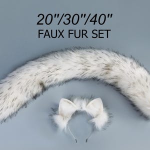 Faux fur fox tail and ear set faux fur fox ear and tail cosplay wolf tail and wolf ear petplay cat tail and ears kitten ears tail halloween