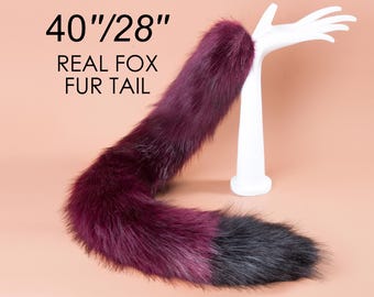red realistic faux fur fox tail fake fur fox tail anime cosplay wolf tail cat tail kitten tail halloween costume tail kittenplay petplay