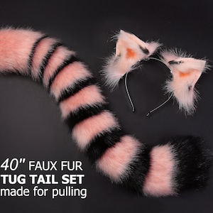 Realistic faux fur cat tail and ear set cat ear headband kitten ear and tail fox tail wolf tail anime cosplay ears and tail kitteplay