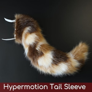 May include: A fluffy tail sleeve in brown, tan, and white, with two white curved accents at the top. The text "Hypermotion Tail Sleeve" is displayed in white on a dark red banner at the bottom.
