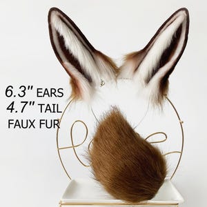 Brown bunny tail and ear set rabbit ear and tail set bunny ears tail cosplay anime ears bunny ear headband rabbit ear petplay halloween